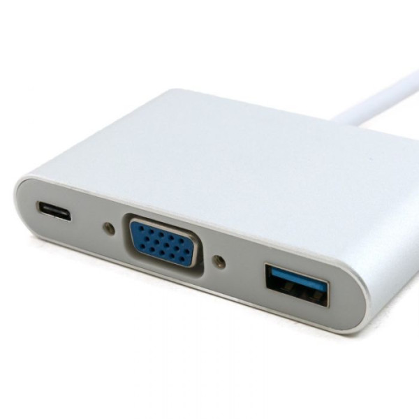 Адаптер Extradigital USB Type-C to VGA/USB 3.0/Type-C (0.15m)